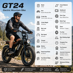 GEBIKE GT24 Dual-Sensor Electric Bike | 250W Rated (500W Peak) - 24" High-Torque E-Moped GEBIKE